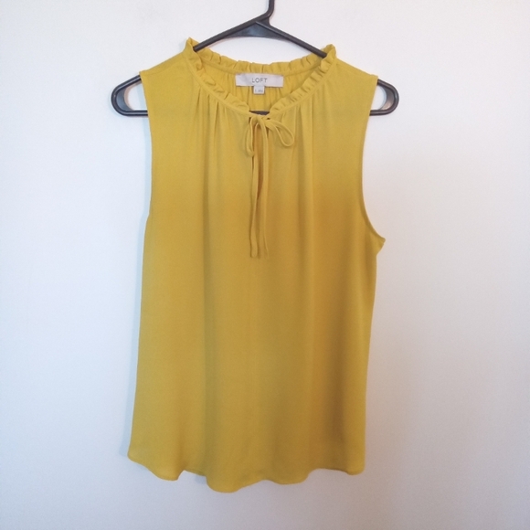 LOFT Sleeveless Blouse with Ruffle Tie Neckline - Picture 2 of 7